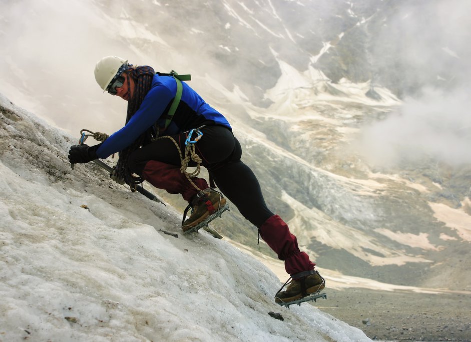 Ice axe and glacier climbing