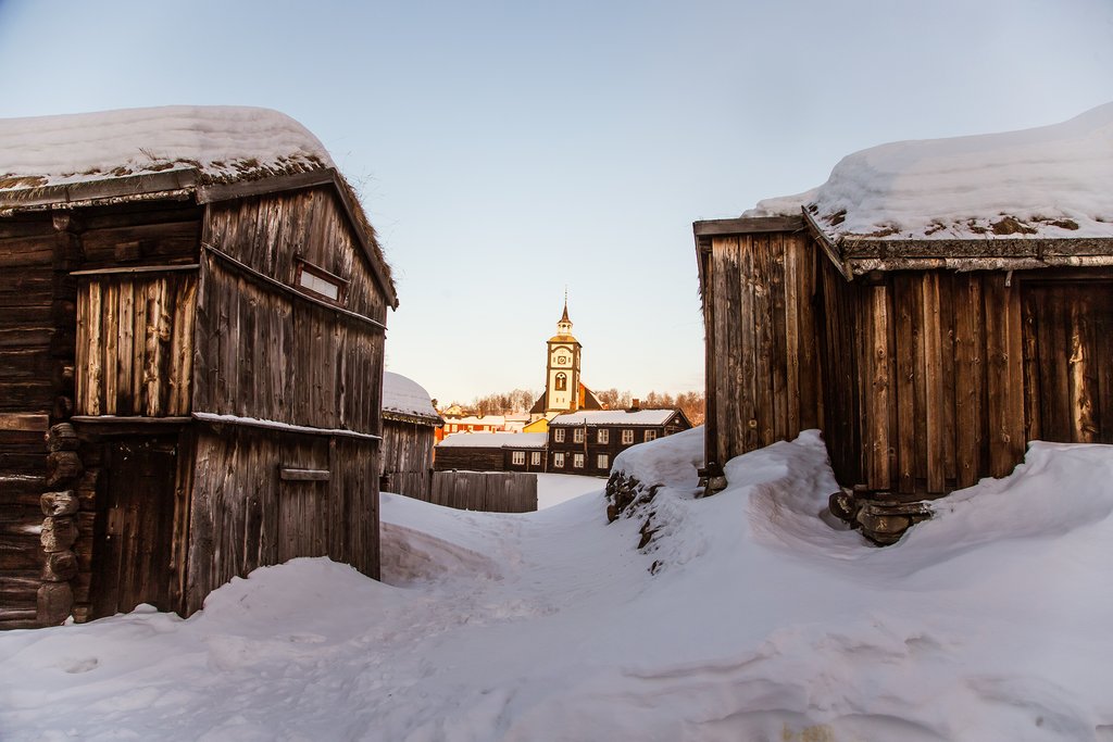 Scenic Røros in the snow