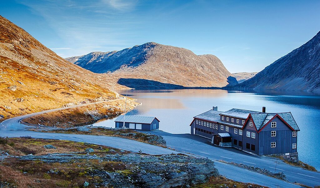 a hotel on Djupvatnet lake in Norway