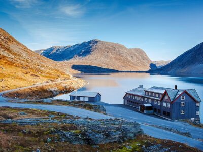 a hotel on Djupvatnet lake in Norway