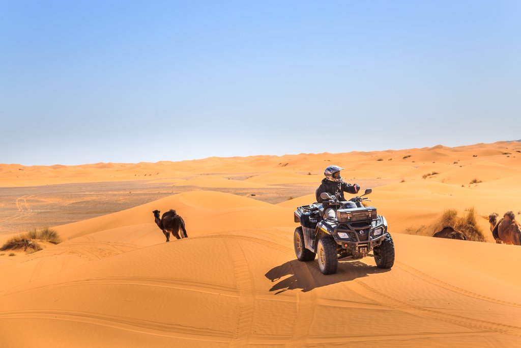 ATV in Erg Chebbi, the Sahara, near Merzouga, Morocco