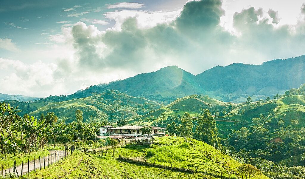 This image shows a farmhouse of a coffee farmer outside of Jercio Colombia
