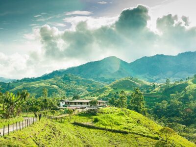 This image shows a farmhouse of a coffee farmer outside of Jercio Colombia