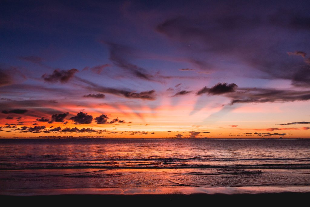 Sunset over the beach in Myanmar