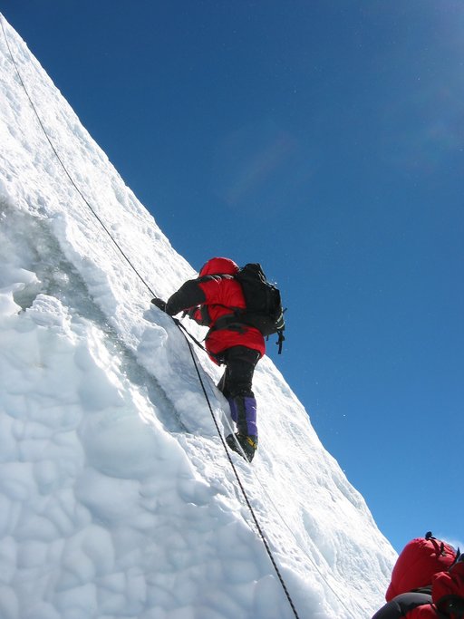 Final steep climb to the summit of Island Peak