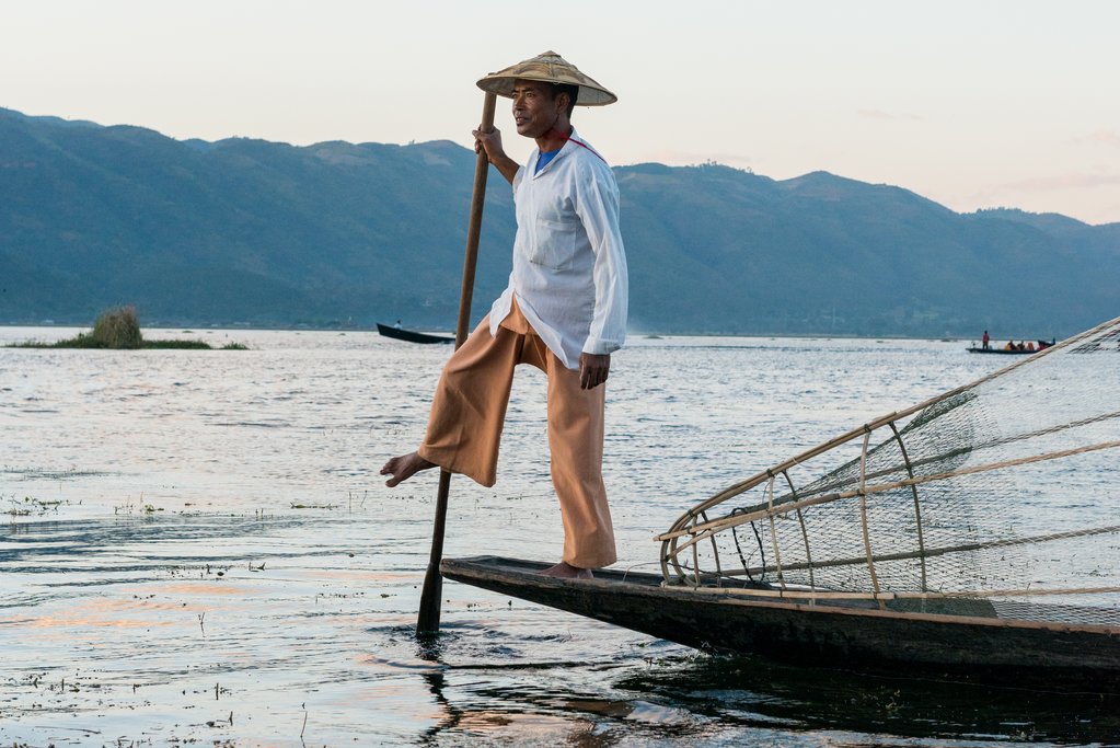 A traditional fisherman on Inle Lake