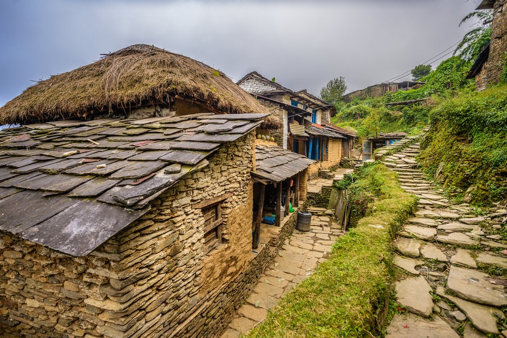 Village of Dhampus situated in the Himalayas mountains near Pokhara