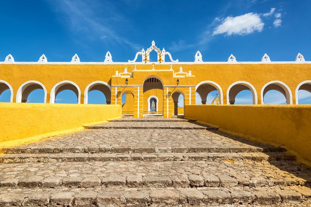 Stone path leading up to the entrance of the San Antonio Convent