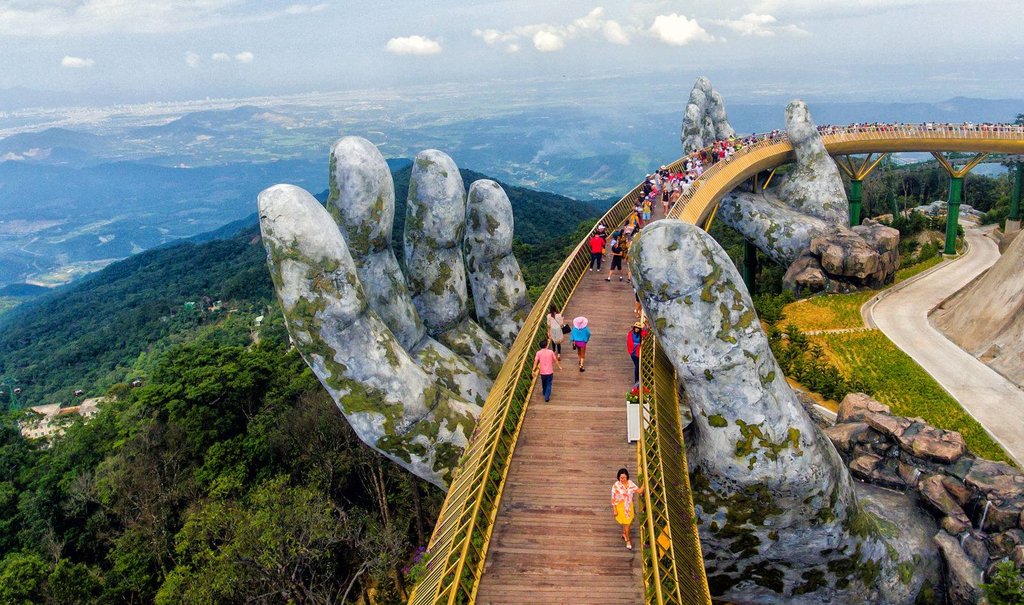 The giant stone hands of Golden Bridge