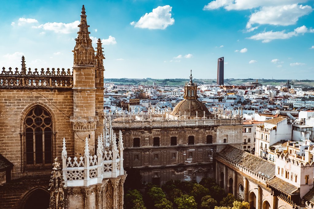 Aerial view of Seville and the Cathedral