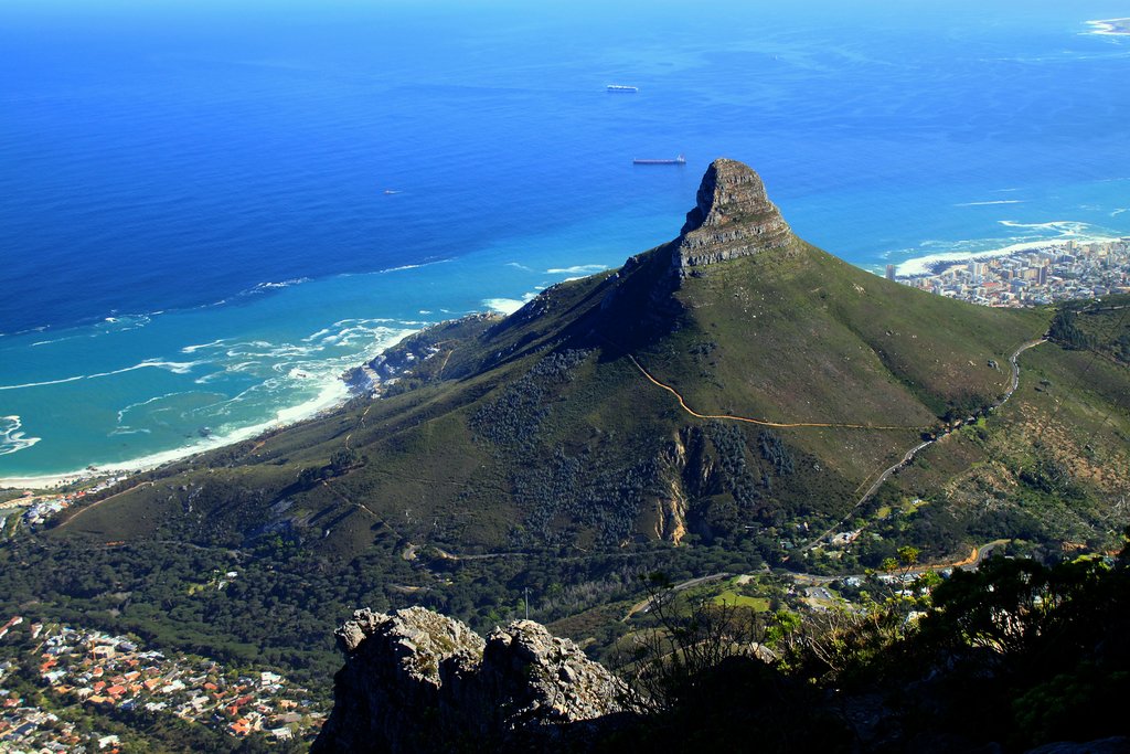 A view of Lion's Head from the top of Table Mountain