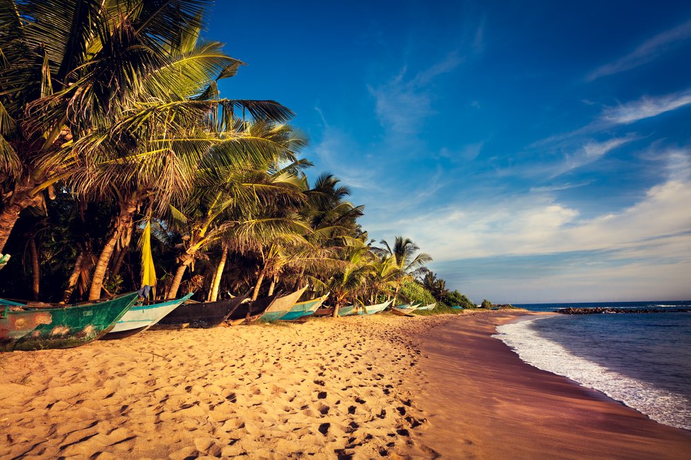 The palm-lined Unawatuna Beach