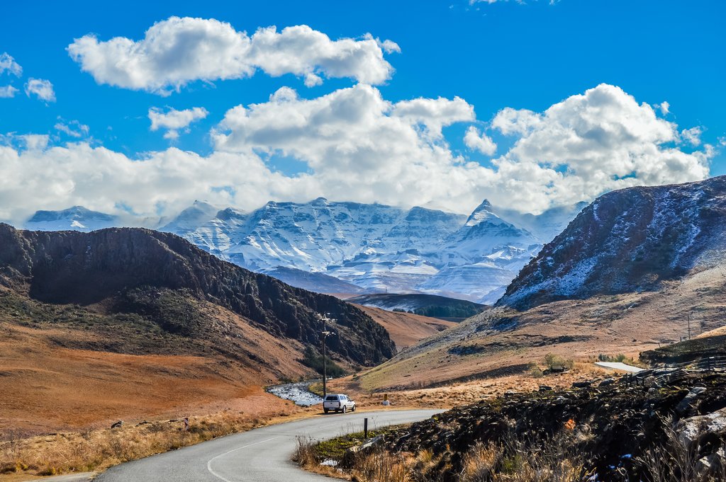 Snow-capped Drakensberg Mountains