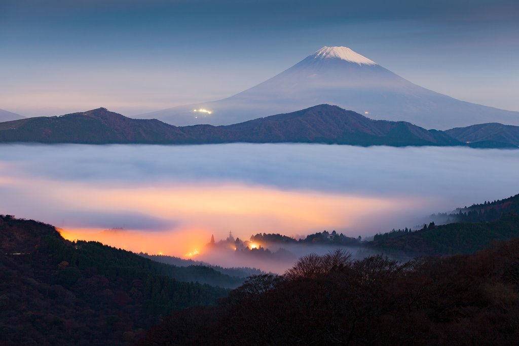 View of Mount Fuji and Lake Ashi from Hakone.