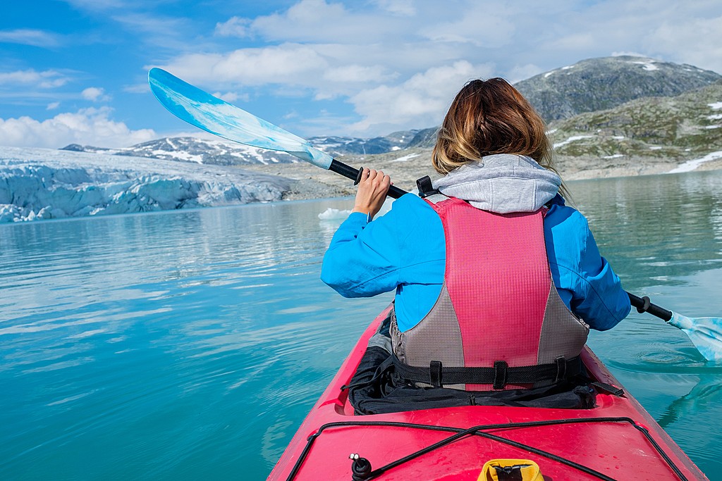 Paddle your way across a glacial lake