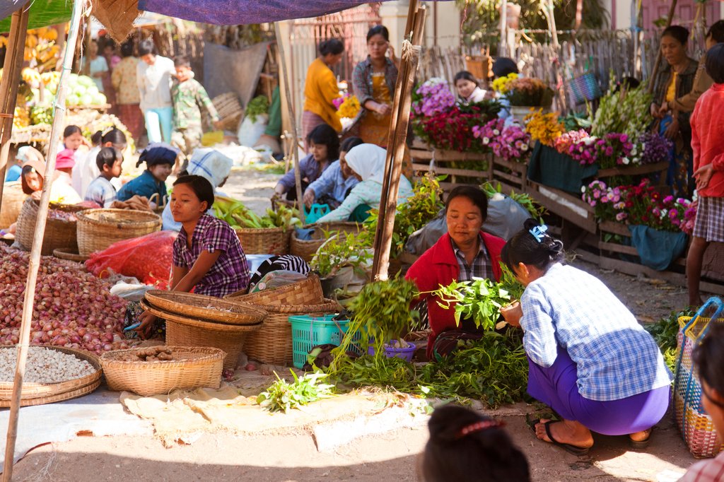 Local produce for sale at Bagan's morning market