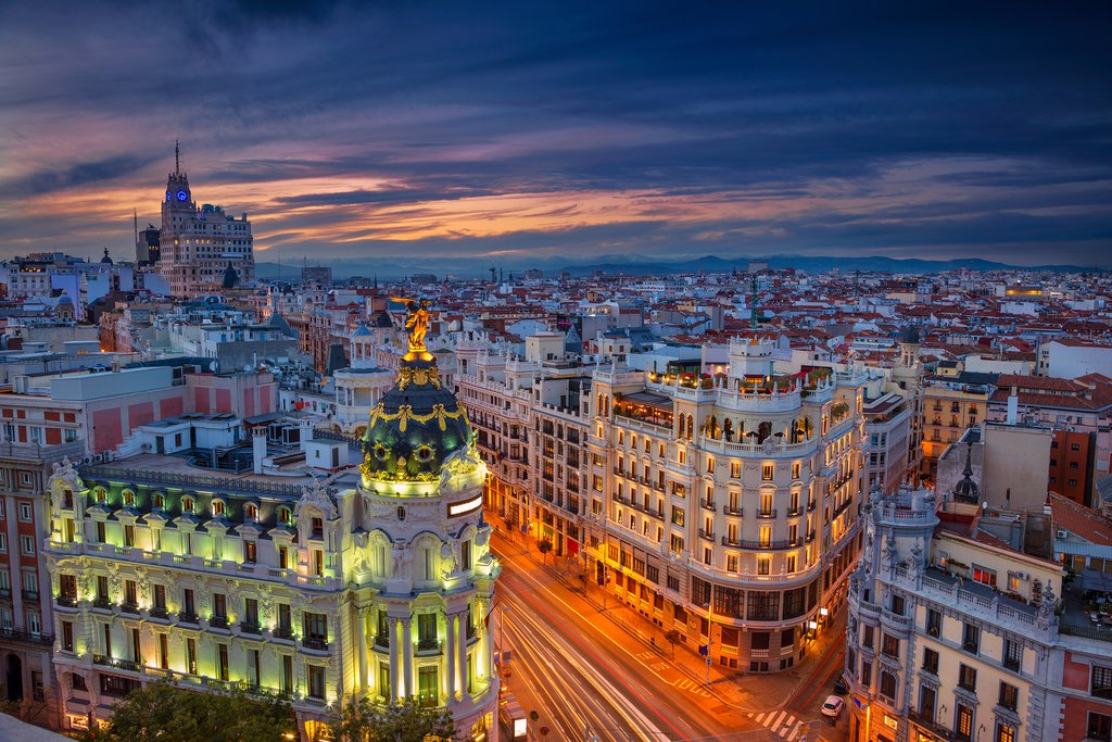 Bustling, Vibrant Madrid at Night