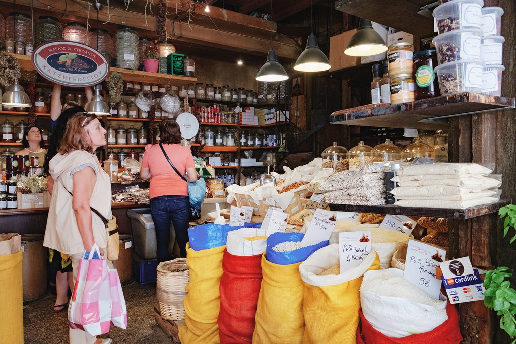 Shopping at a Greek market