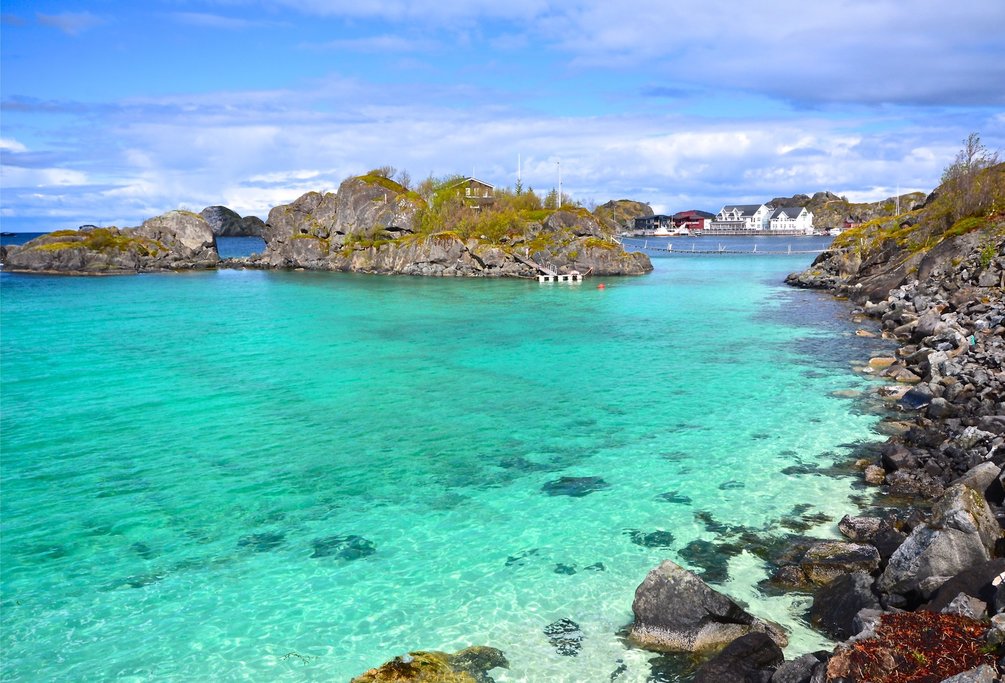 Bright blue water near Finnsnes