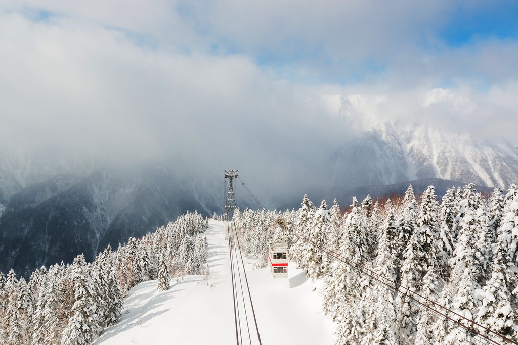 The Shinhotaka Ropeway cable car.