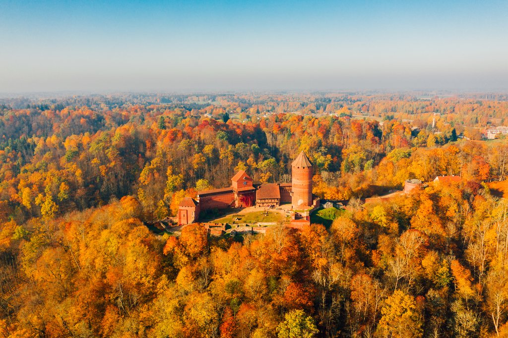 Turaides castle in Sigulda, Latvia during autumn