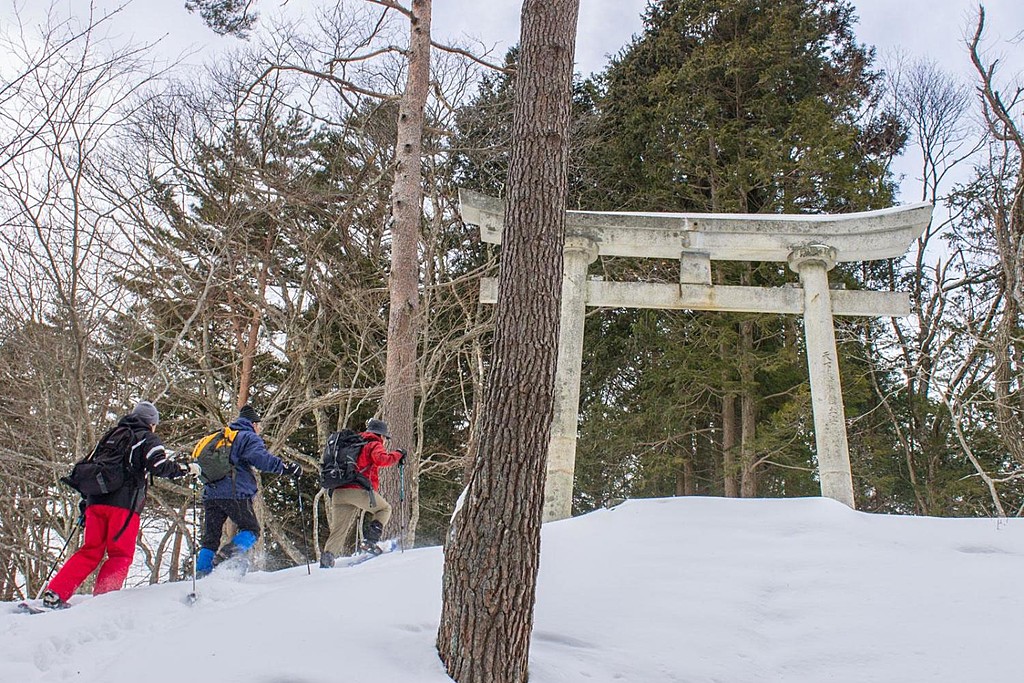Traditional gates at the top of the Torii Pass.