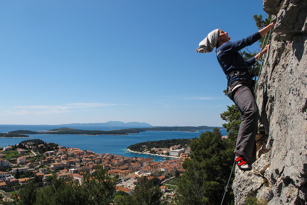 Rock climbing on the island of Hvar