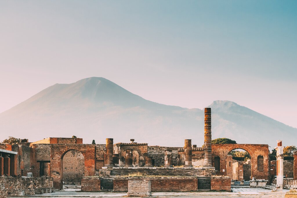 Pompeii at sunset
