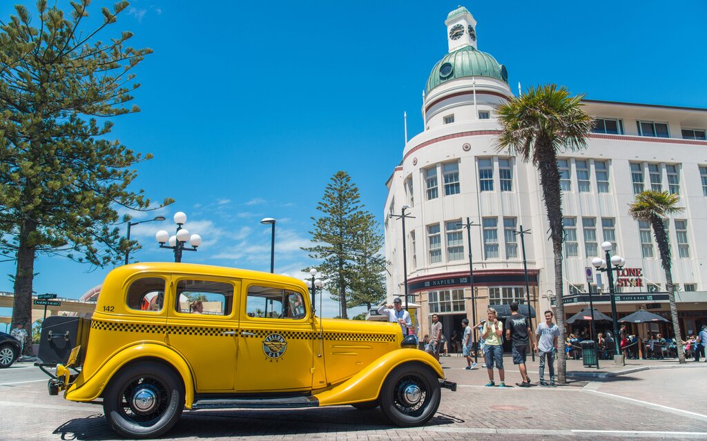 You'll cruise past the T&G Building, an iconic Art Deco landmark in Napier