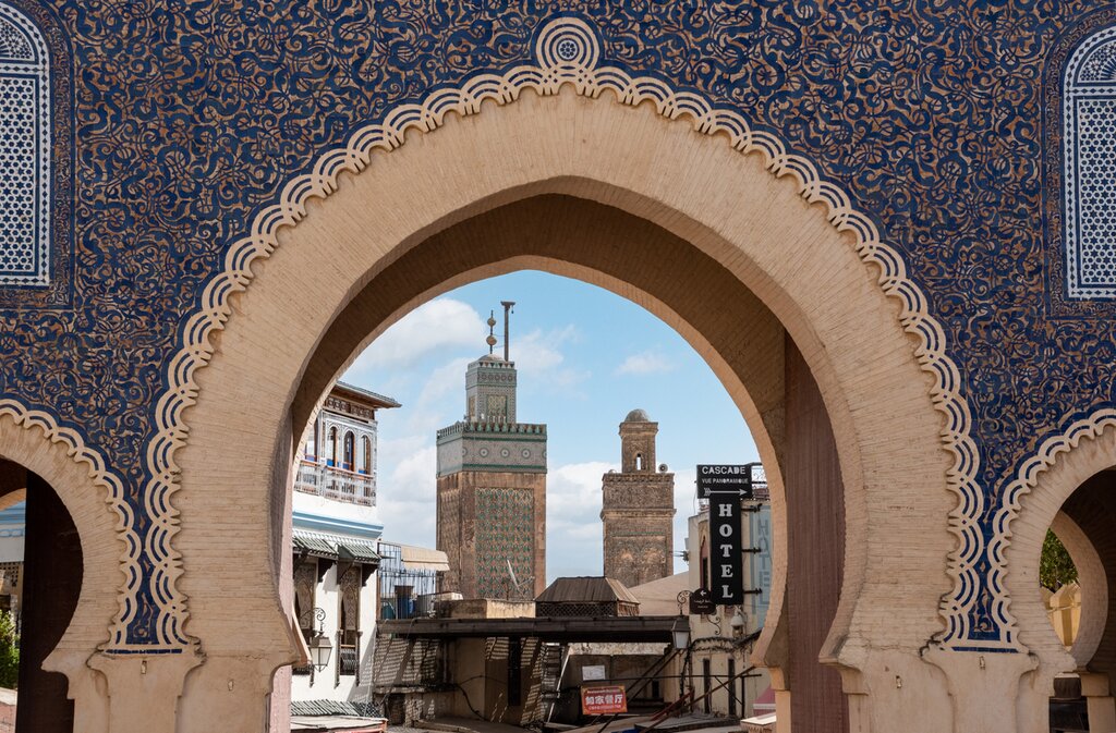 Famous town gate Bab Boujloud in the medina of Fes