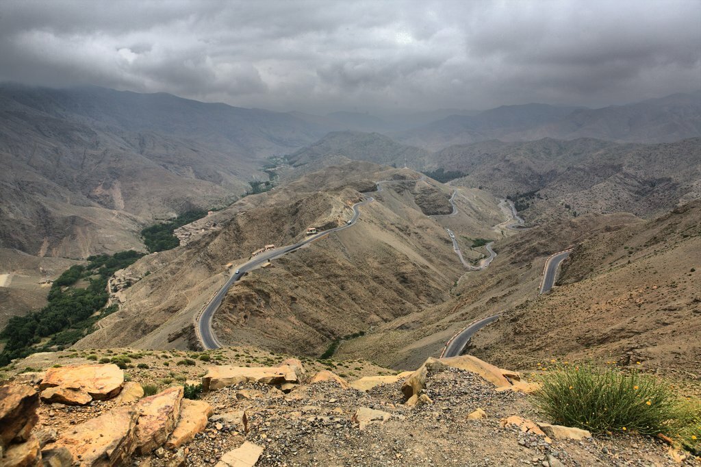 winding desert road in Morocco