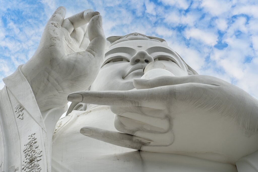 Detail of the Lady Buddha statue in Da Nang