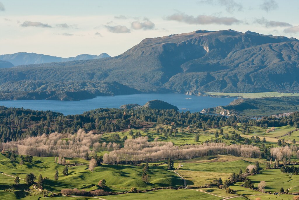 lake Okaro with mount Tarawera