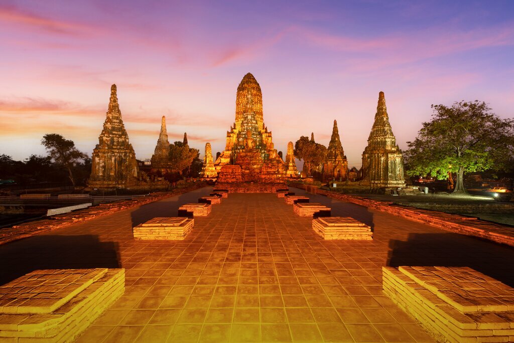 Visit Wat Chaiwatthanaram as you explore Ayutthaya Historical Park by tuk-tuk