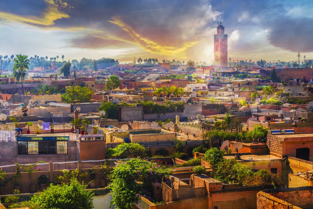 sunset over marrakesh