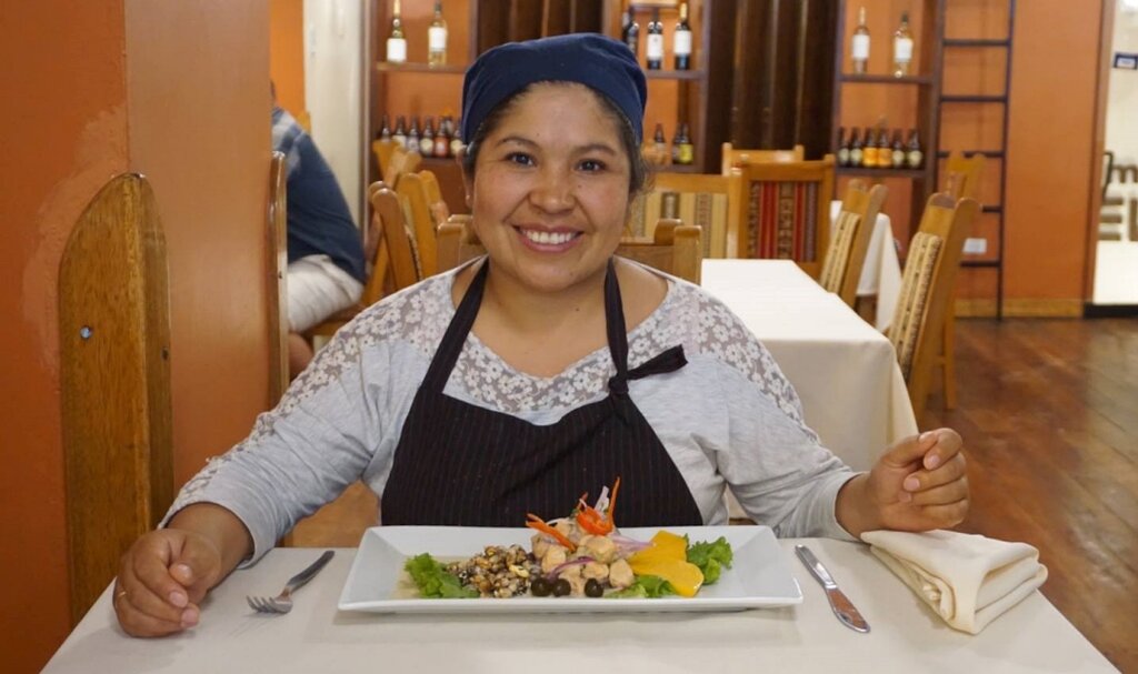 Ceviche is served