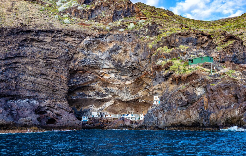 Settlement in a cave, Poris de Candelaria, Cueva de Candeleria, Pirate Bay, Island La Palma
