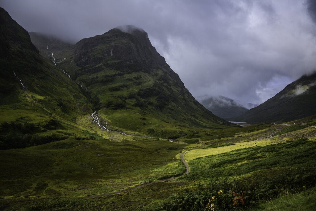 Glen Coe is a glen of volcanic origins in the Highlands of Scotland