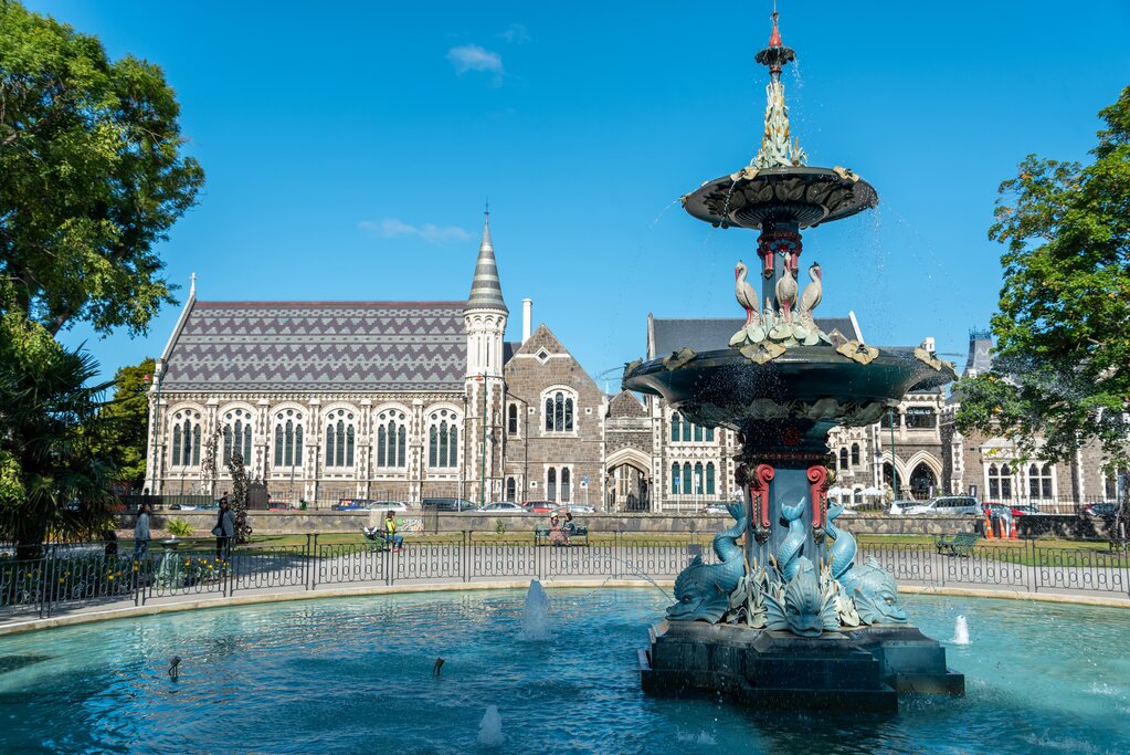 Fountain by Christchurch Botanical Gardens