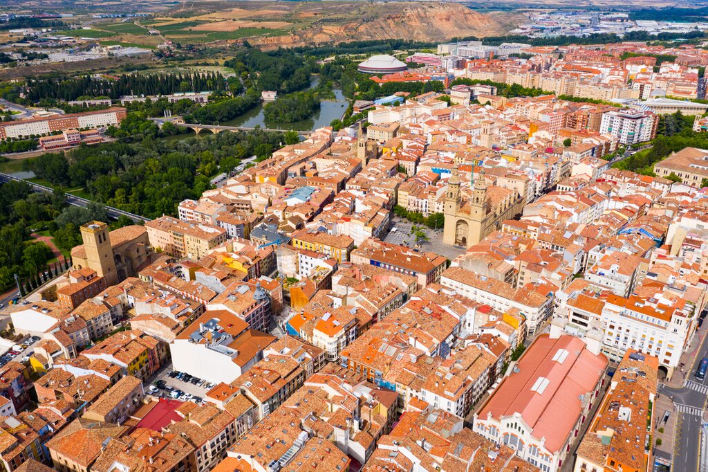 Aerial view of Logrono cityscape, Spain