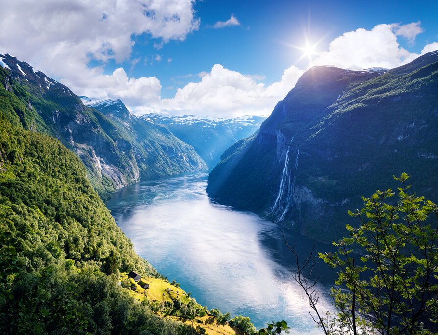 Views of the Seven Sisters waterfalls, near Geiranger village