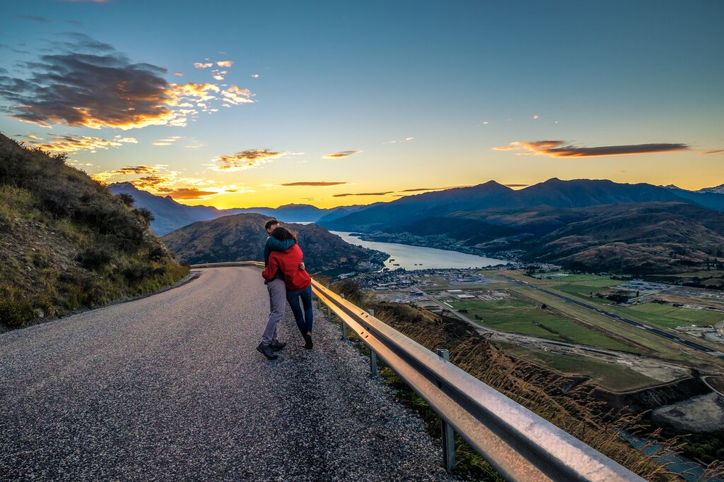 Rent a car on both islands of New Zealand during this two-week honeymoon