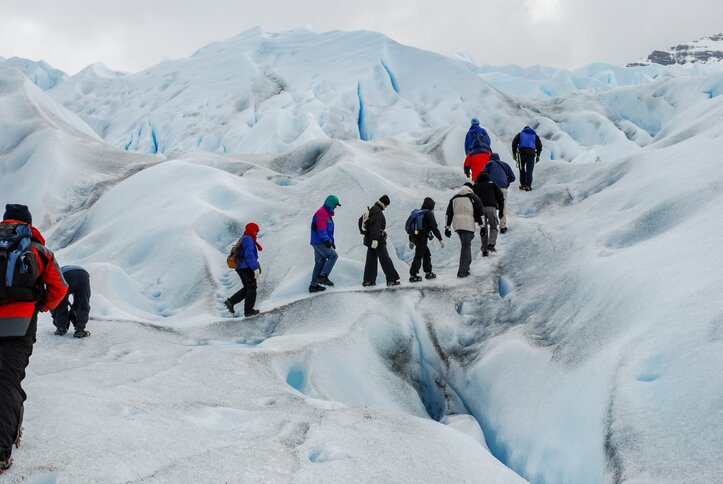 Ice trek across ancient glaciers.