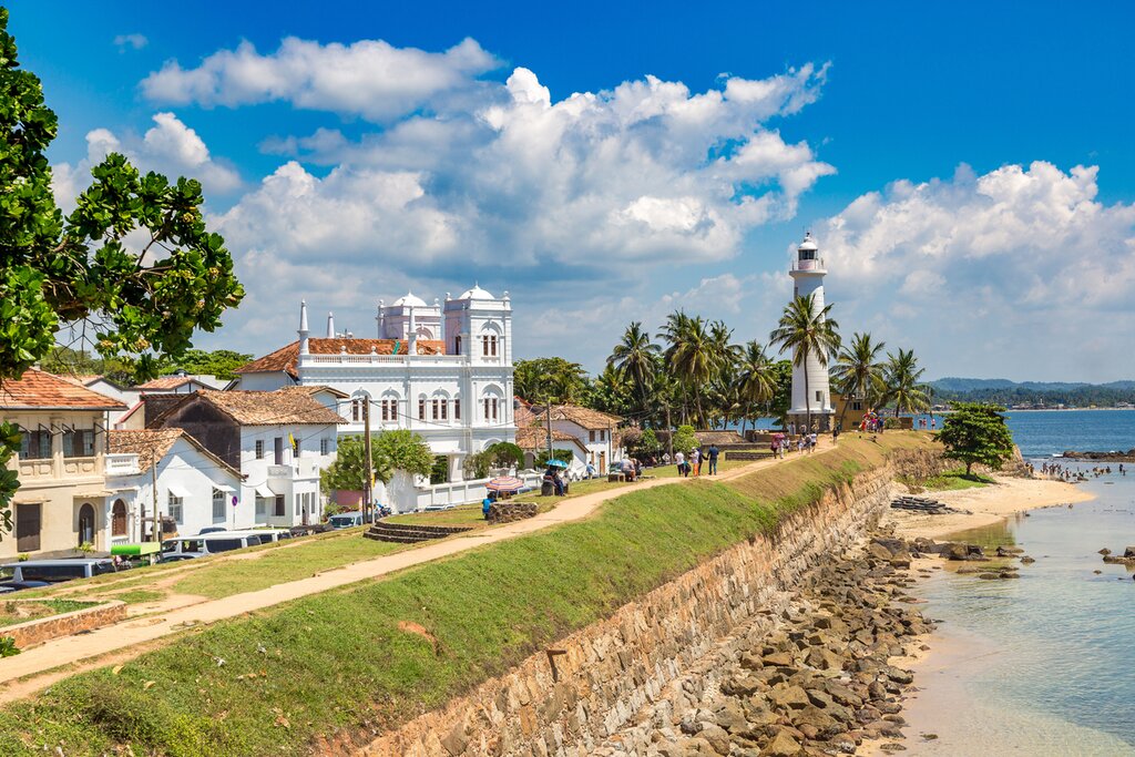 The Galle Lighthouse overlooks the Indian Ocean