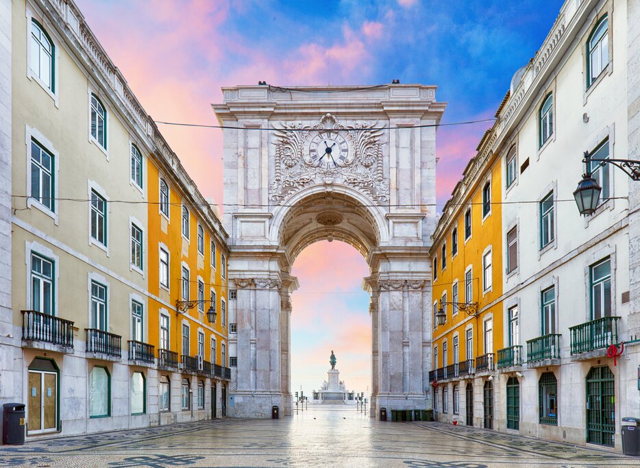 Sunset over Lisbon's Commercial Square
