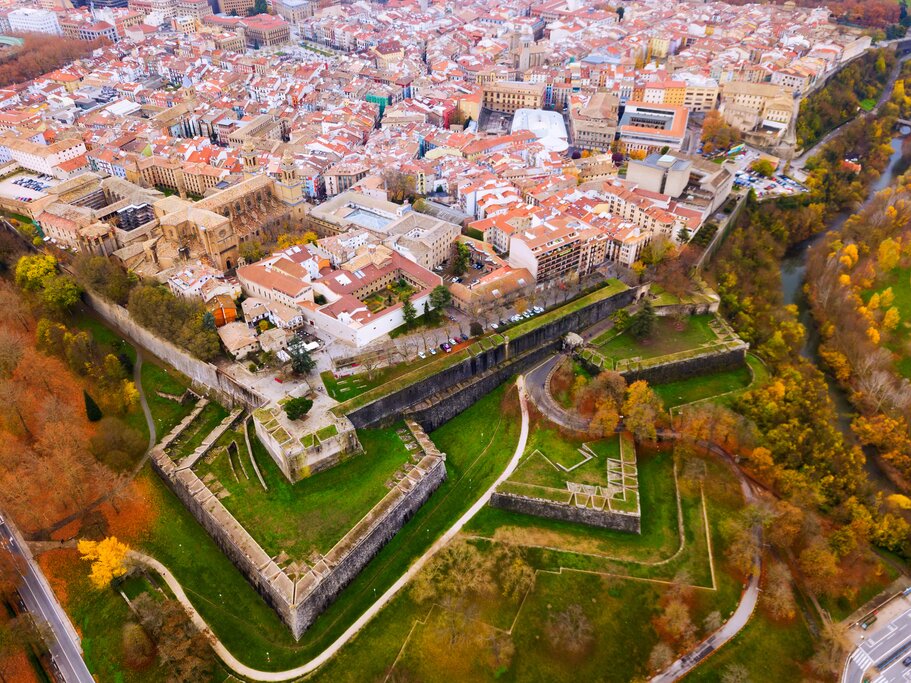 Ancient streets and cituadella of Pamplona, Spain