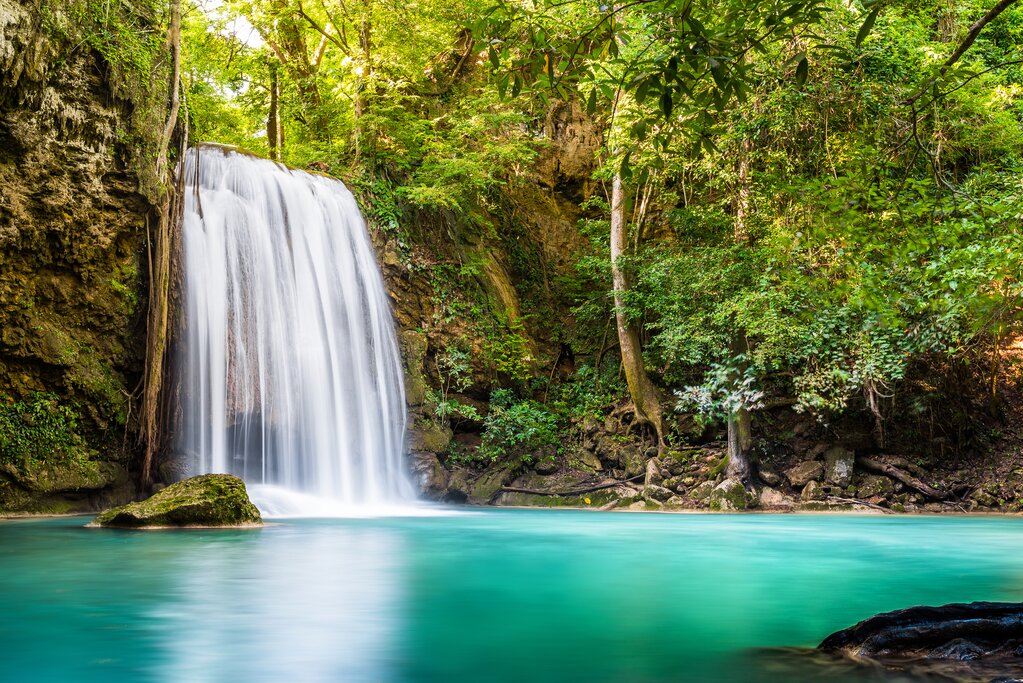 Erawan Waterfall - Train along Death Railway