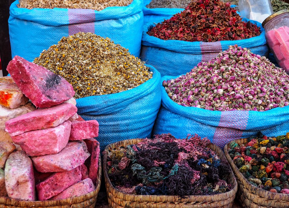 Dried flowers in a souk in Marrakech