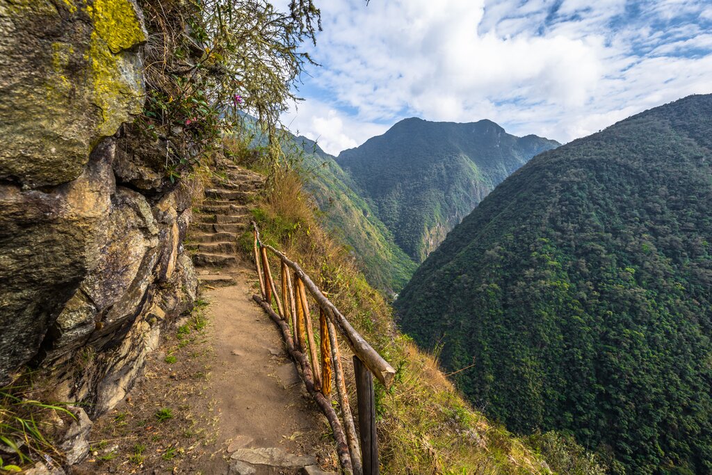 The wild and hilly landscape of the Inca Trail