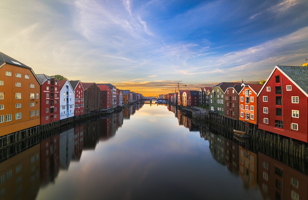 Trondheim's architecture along its river